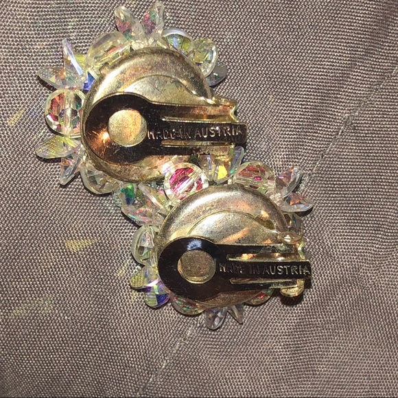 Vintage Austrian Crystal Clip-on Earrings - Picture 3 of 5